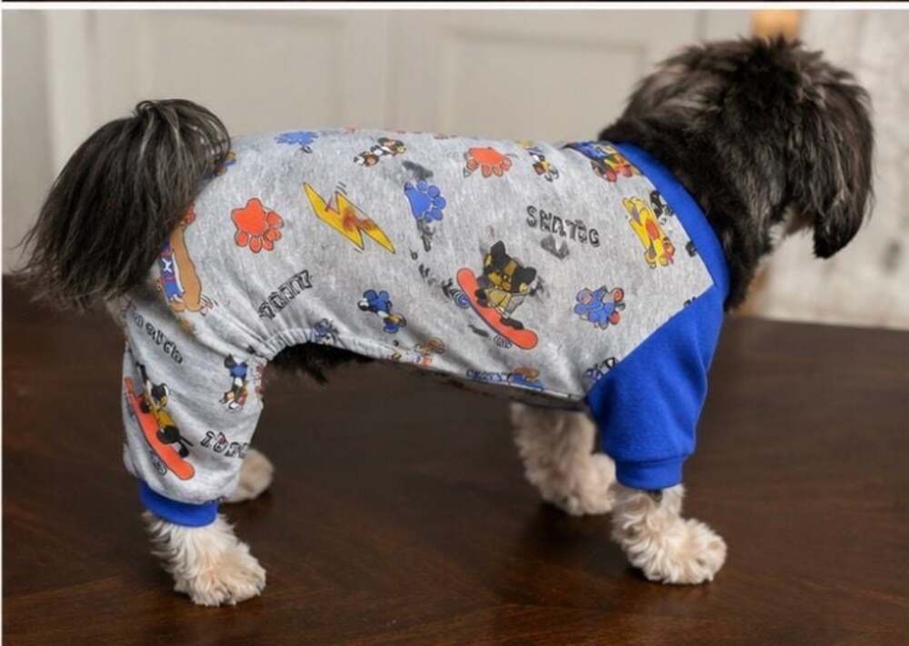 Pet Supplies & Distribution Dog Pajamas XL Skateboard Gray Blue Full Body PJs